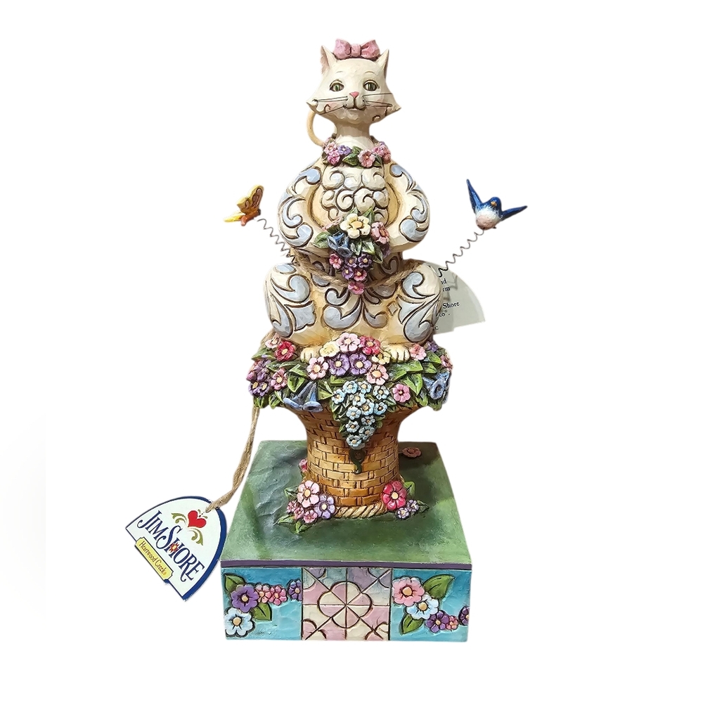 Jim Shore Heartwood Creek “Sitting Pretty” Cat Figurine #4017422 –‎ Retired 2009